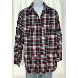 Mens CHAPS Size XL Magenta Purple Black Flannel Plaid Button Front Cotton SHIRT